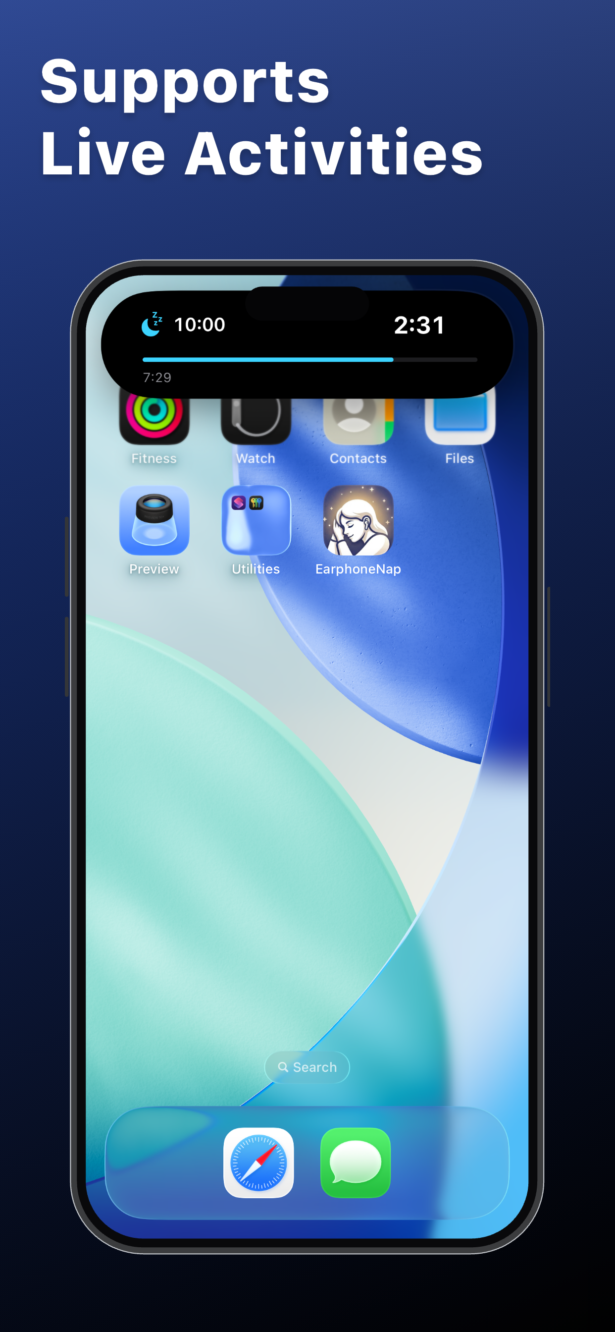 Home screen with Live Activity support