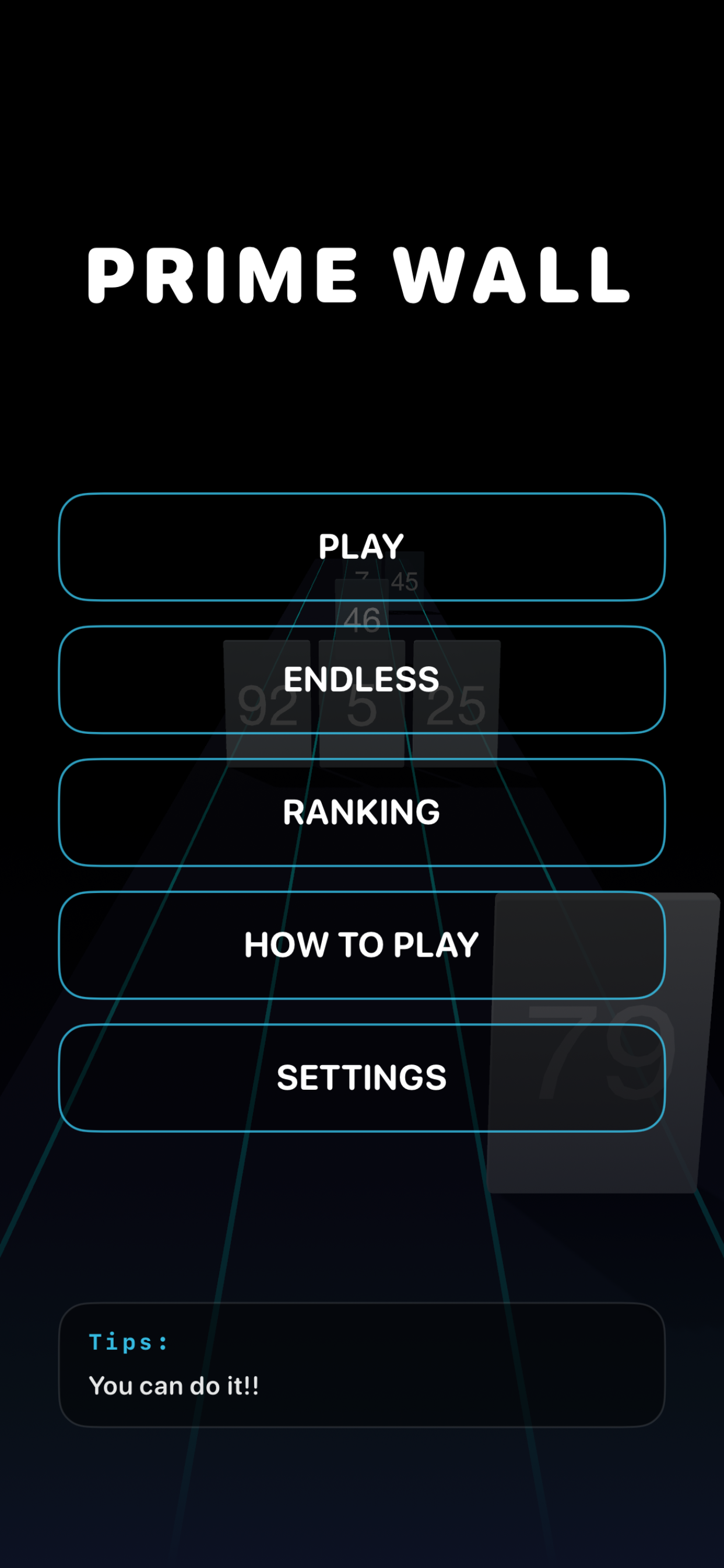 PrimeWall main menu screen