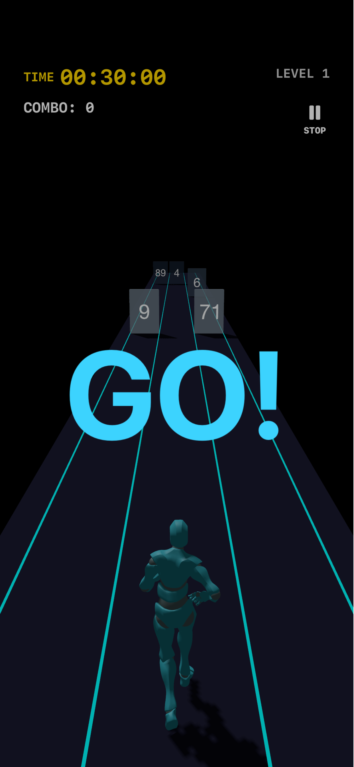 Game screen at the start of level 1